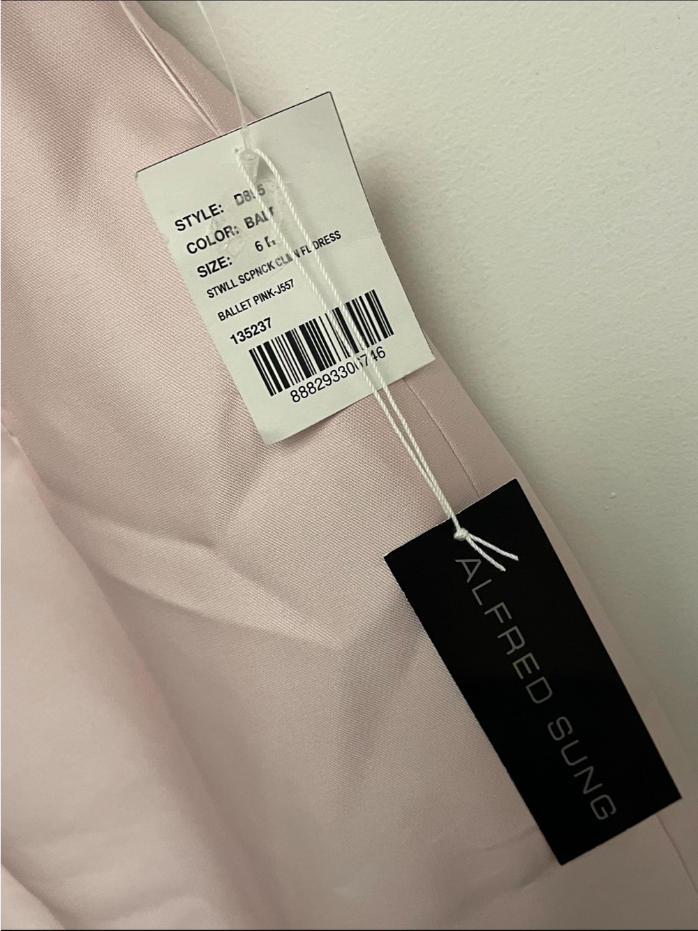 ALFRED SUNG Ballet Pink Satin Maxi Dress- NWT - Picture 4 of 11